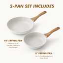 SENSARTE Nonstick Frying Pan Skillets, Ceramic Coating Omelette Pans, Healthy Cookware Chef's Pan, White, Free of PTFE & PFAS (8+10 Inch)