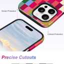Jusy Compatible with MagSafe Checkerboard Phone Case for iPhone 16 Plus, Cute Aesthetic Checkered Magnetic Soft TPU and Hard PC Protective Phone Cover for Women Girls（Shiny） - Colorful