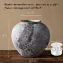 Lvases Rustic Distressed Large Ceramic Vase, 8.6 inch Terracotta Pottery Tall Decorative Vases, Concrete Vases Clay Stone Antique Big Vase for Home Decor (Round 8.6 in X 8 in)