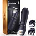 Trimmer for Men, IPX7 Waterproof Trimmer with Ceramic Blade, Body Groomer for Pubic/Body/Groin Grooming, Electric Razor Shavers, USB-C Charging (Dark Black)