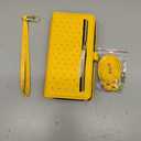 Phone Case for Motorola Moto G Stylus 5G 2025 Zipper Wallet Detachable Magnetic Cell Cover with Screen Protector Crossbody Lanyard Strap Bling Glitter Flip Credit Card Holder Slots Women Yellow