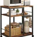 ZIWEI STAR Kitchen Microwave Cart, Microwave Stand, Small Kitchen cart, Bakers Rack Table Coffee Bar Cart with Wheels, Rolling Shelf for Office, Living Room, Balcony, Bedroom.