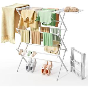 REALINN Foldable Clothes Drying Rack, Expandable Portable Indoor Outdoor, 51.6 x 14.7 inches