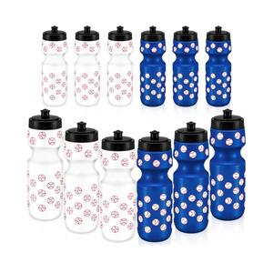 12 Pcs Water Bottle Bulk Reusable Sports Squeeze Water Bottles Ball Cup Accessories for Sports Party Favors Team Gifts Players for Gym Most Bike Cage (Baseball)