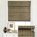 LazBlinds No Tools No Drill Cordless Bamboo Roman Shades, Privacy Window Treatment, Roll Up Bamboo Blinds for Windows 36'' W x 64'' H, Driftwood