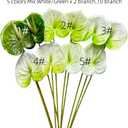 10 pcs 24"Artificial Anthurium Flowers with Stem, Fake Flower Filler Plants Real Touch Flower for Spring Home Decor,Table Centerpieces, Wedding Party Decor,Background Wall Decor (Mix White/Green)