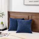 GAWAMAY Decorative Square Throw Pillow Covers 20"x20" Inch Set of 2, Super Soft Chenille Pillows Farmhouse Fall Pillowcase for Living Room Bedroom Sofa Couch Cushion Cover Navy Blue 50x50cm