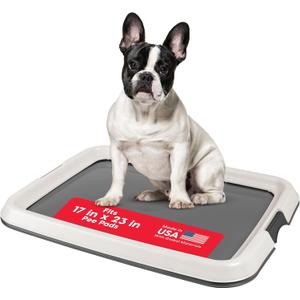 IRIS USA Pee Pad Holder for Dogs and Puppies, Potty Training Tray with Secured Latches, Non-Skid Feet, Leak Protection, Easy Clean Surface, Fits 17"x 23" Puppy Pads Size, Dark Gray