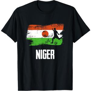 Niger Flag Jersey Nigerien Soccer Team Nigerien T-Shirt (Small, Black)