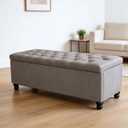 Storage Ottoman Bench, 39in Long Ottomans Rectangle Upholstered Fabric Storage Benches, End of Bed Bench for Bedroom Entryway, Grey