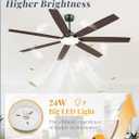 Fanbulous 72 Inch Large Ceiling Fans with Lights, Black Modern Ceiling Fan with Quiet DC Motor, 3CCT, Indoor/Outdoor Ceiling Fan with Dual Finish Reversible 7 Blades, Timer for Living Room, Patio