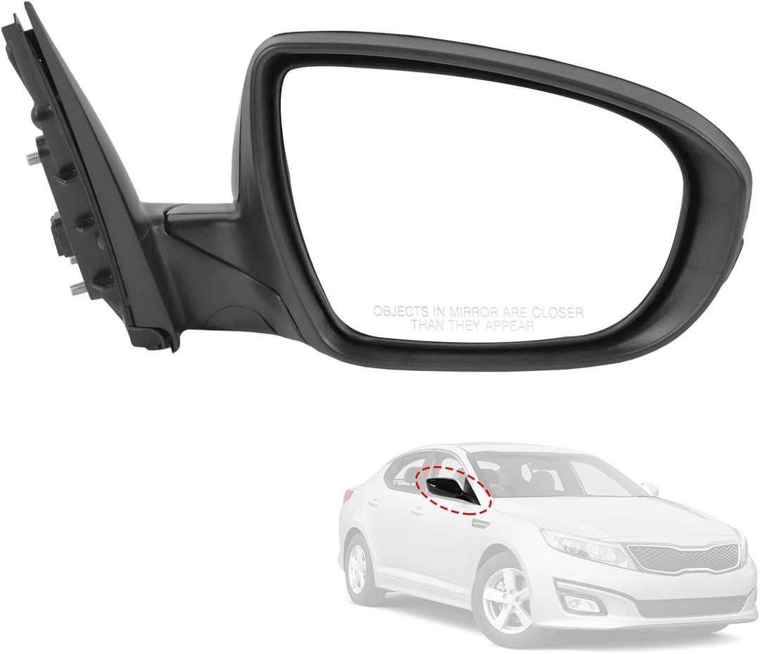 Door Mirror Right Passenger Side Replacement For Kia Optima 2014 2015, Replace 876204C501, Black 6PINS