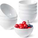 NUTRIUPS 8oz Ice Cream Bowl, 4.5in Small Ceramic Bowls for Dessert, Snack, Rice, Side Dishes, Dip - White, Set of 8