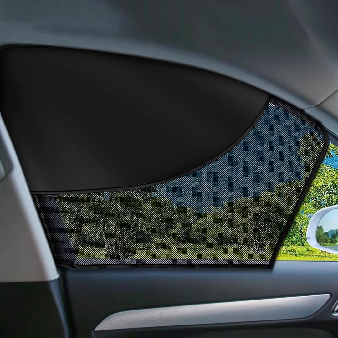 LSTRAGY 2 PCS Car Window Shades, Magnetic Double Layer Car Side Window Sun Shades with Full Shade/Half Shade, Front Window Covers for Driver,Car Accessories
