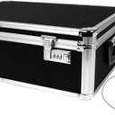 Vaultz Storage Lock Box - 6.5 x 23 x 13.5 Inch - Secure Dorm Storage Trunk with Combination Lock - Ideal Briefcase, Medicine Box, and Personal Item Lock Box - Store Cash, Laptop - Black/Silver