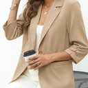 ELLEVEN Women's Linen, Lightweight Slim Fit Jackets with Pockets Half Lining L