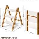 Taranta 3 Step Stool with Anti-Slip Super Wide Pedal-White Woodgrain | Aluminum Step Ladder,Foldable Lightweight Ladder,330lbs Capacity Step Ladder for Household,Kitchen,Office