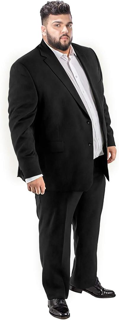 GATMSTZ Mens Suits Big and Tall 2 Pieces Blazer Pants Set Classic Fit (Black, L)