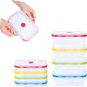 Collapsible Silicone Food Storage Containers, BPA Free, Microwave, Freezer and Dishwasher Safe, Lunch, Meal Prep, Travel, Space-Saving (Assorted Colors 27oz-4pc)