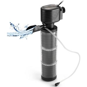 XpertMatic Aquarium Filter for 120-170 Gallon Tank, Internal Fish Tank Filter with Water Pump, 528 GPH 3 Stages Biochemical Sponge Filter for Large Tank, Pond, Wavemaker, Air Supply, SainSmart