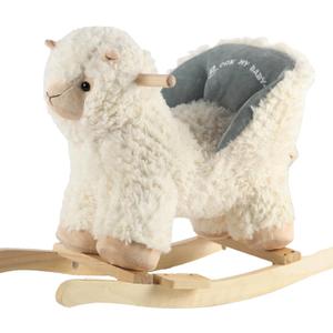 Rock My Baby Baby Rocking Horse Alpaca Llama with Chair, Plush Stuffed Animal Rocker for Toddlers 1-3, Wooden Rocking Toy Llama Animal, Cream Llama,CPC Certified, Large