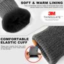 MIG4U Mens Warm Winter Wool Gloves Knit, Thermal Insulated Fleece Lined Glove with Leather Palm (Gray)