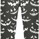 Halloween Pumpkin Black Printed Girls Toddler Leggings Kids Athletic Tights Pants Ankle Length S