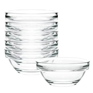 Iyulania 1.5 oz Clear Glass Bowl, Mini Prep Dish for Salt and Spices, Dishwasher and Microwave Safe, Stackable, Set of 6