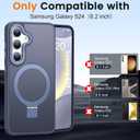 Compatible with Samsung Galaxy S24 Case with Magnetic Ring Stand, Military Drop Protection, Anti-Scratch/Anti-Fingerprint Translucent Matte Case for Samsung Galaxy S24 (Dark Blue)