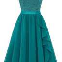 Wedtrend Women's Bridesmaid Dresses Short Prom Dress Ruffle Semi Formal Cocktail Dresses Floral Homecoming Dress, Torques, XS