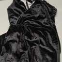 Missufe Women's Sleeveless Spaghetti Strap Wrap V Neck Bodycon Ruched Slit Midi Party Cocktail Velvet Dress, M