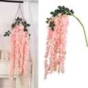 IPOPU Pink Wisteria Hanging Flowers 5.25FT  Artificial Hanging Wisteria Vine Garland for Wedding Flowers, Backdrop, Garden Party, Flower String Decorations, 3 Packs