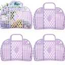 4 Pcs Jelly Bag Summer Beach Jelly Tote for Women Girls Gift Basket Tote Purses for Wedding Baby Shower Party(Purple,8.9 x 3.3 x 8 Inch)