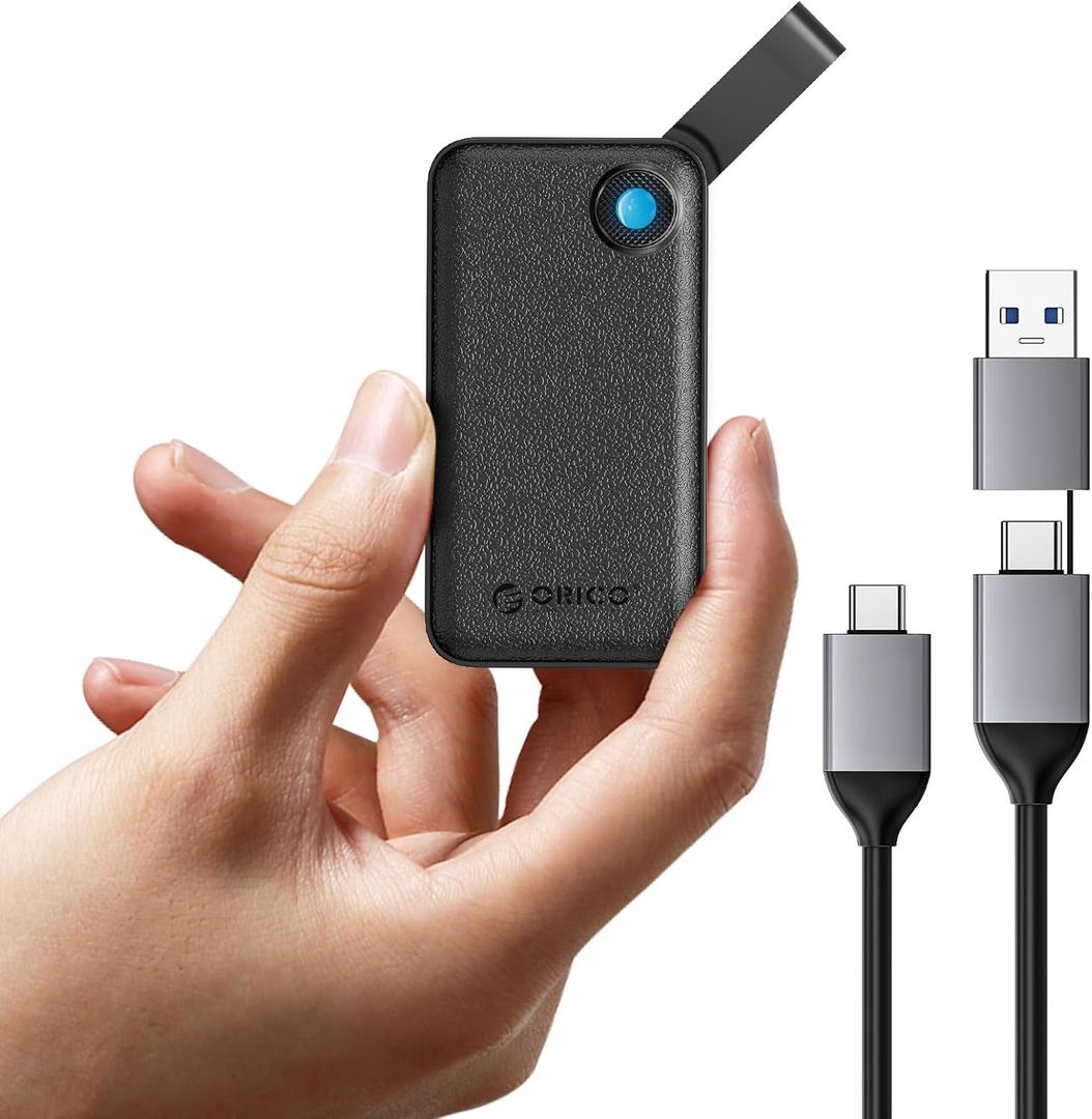 ORICO 2TB Portable SSD, Up to 2000MB/s, USB 3.2 Gen 2x2, Ultra-Mini, Compact with 2 in 1 USB C Cable, External Solid State Drives, Reliable Storage for USB C Smartphone, Tablet, PC - B20