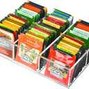 Tasybox Tea Bag Organizer, Clear Acrylic Tea Bag Holder with 6 Slot, Tea Packet Storage for Drawer, Pantry, Kitchen, Cabinet, Countertop