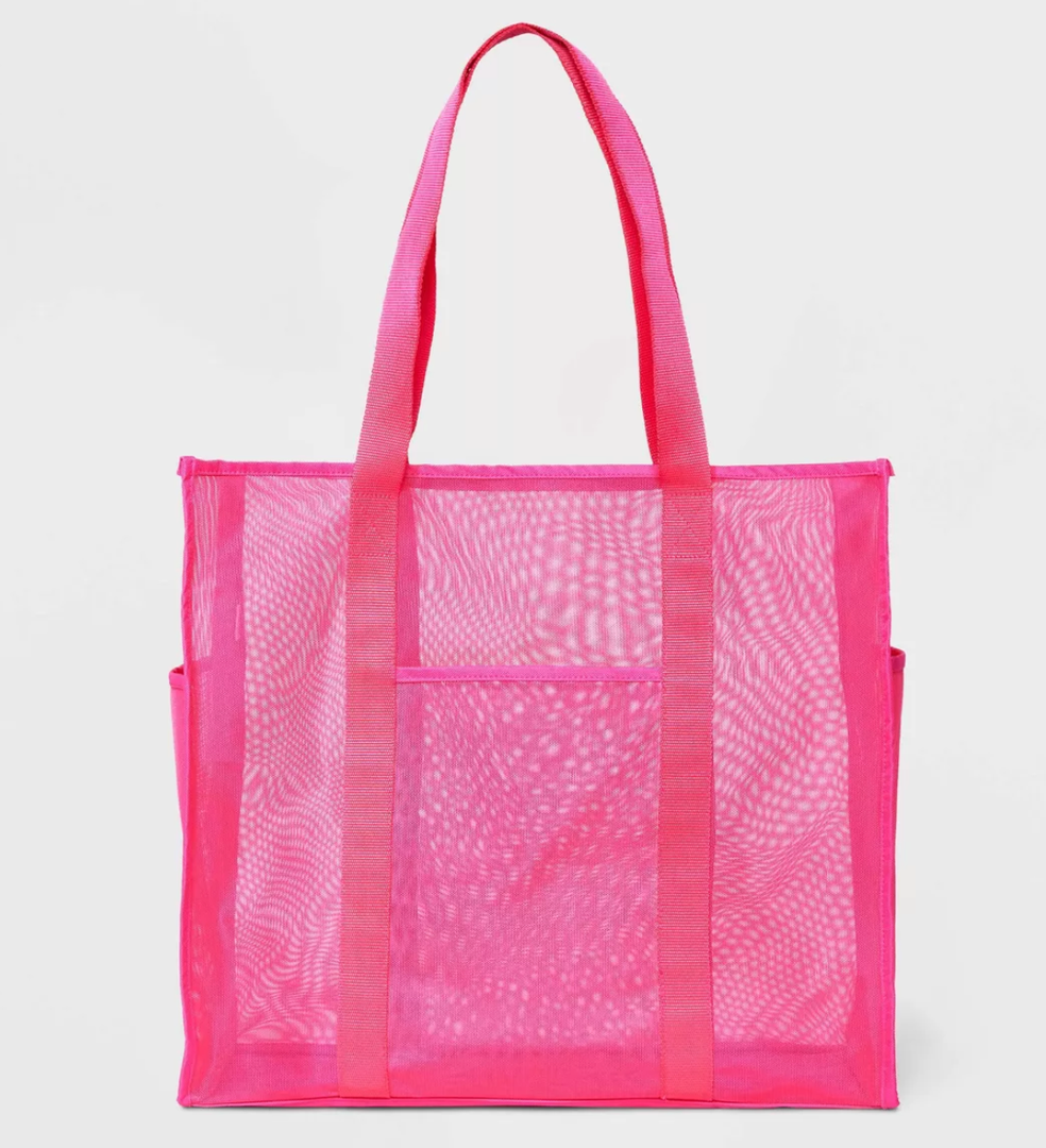 Mesh Tote Handbag - Shade & Shore™ Pink: Polyester Unstructured Beach Bag