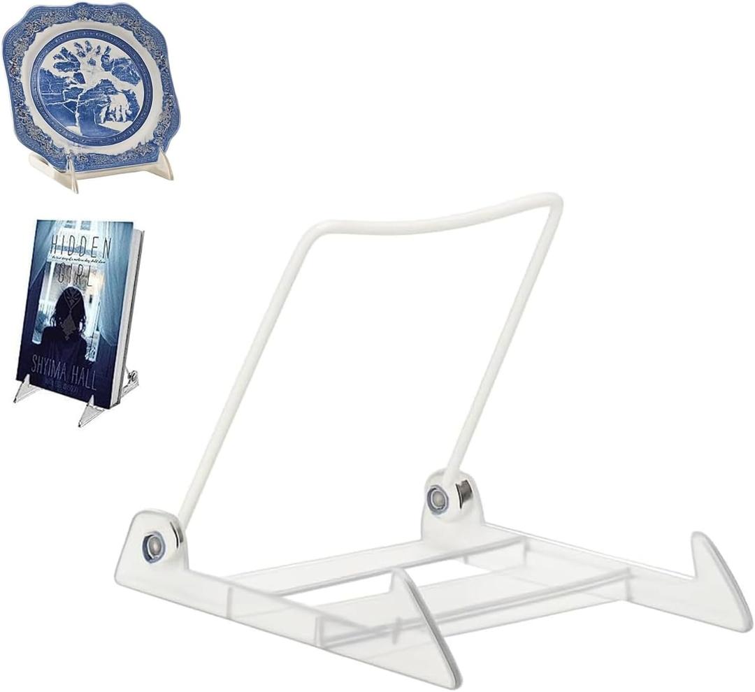 KINGDOM SOLUTIONS MADE IN USA 2-Pack Adjustable Acrylic Easels - Plate Stand - Sturdy Book Stand for Art, Pictures, Plates, Frames - Unique on the Market