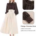 NSPSTT Victorian Dresses Edwardian Dress for Women Long Sleeves Victorian Blouse Maxi Dress Brown, Size Large