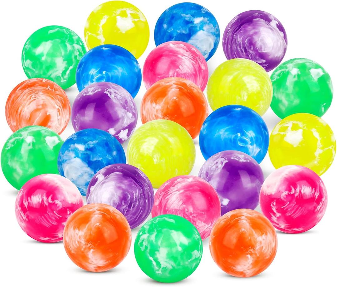 Hxezoc 24 Pcs Bouncy Balls for Kids, 32mm 6 Colors Rubber Bounce Balls Bulk for Party Favors, Goodie Bag Fillers, Easter Gift Bag Stuffers, Basket Stuffers, Classroom Prizes
