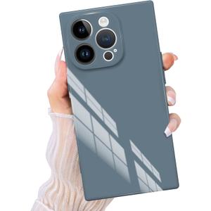 PSIOXY Compatible with iPhone 15 Pro Case Rectangle for Women Men, Soft TPU Shockproof Full Lens Protection, Works with Magnetic Wireless Charging Cover Phone Case for iPhone 15 Pro Gray