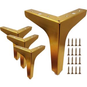 5 Inch Gold Furniture Legs, Legs for Furniture Set of 4 Cabinet Legs, Dresser Legs for Cabinet Cupboard Sofa Couch Chair Ottoman