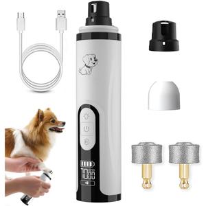 Upgraded Slient Dog Nail Grinder, Professional Pet Nail Grinder, Triple Speed Settings, 2000mAh Battery, Ultra Quiet Operation for Stress-Free Grooming for Small Medium Large Dogs & Cat (White)