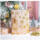 Homeral Pink Christmas wrapping paper roll - 3D Embossed Gold Metallic Foil Shine Snowfalke on Pink for Christmas, Winter Holidat, New Year Celebration - Mini Roll - 17 In x 33 Ft