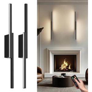 Aipsun Symmetrical Black Battery Operated Wall Sconce Set of 2, 10,000mAh Rechargeable Wall Sconce Lighting Dimmable Wireless Wall Lights for Living Room,Bedroom (2 Pack)