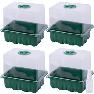 DECOHS 4 Pack Monotub Mushroom Grow Kit, 6.5" x 5" x 6.5" Small Mushroom Fruiting Chamber Propagation Boxes, Monotub Mushroom Growing Box Mini Greenhouse with Spray Bottle for Horticulture Supplies