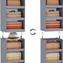 FLYBOX Closet Organizer and Storage, Collapsible Hanging Closet Organizer, 3 Shelf Sturdy Baby Closet Organizer & Ideal for RV,Camper Bed Side Closets Gray, 29 " H X 12" W X 12" D, 2 Pack (Grey)