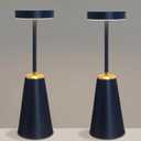 2 Pack Cordless Rechargeable Table Lamps - Modern Sleek Design w/ 3 Color Stepless Dimming  Cordless Bedside Lamp with Touch Switch- LED Table Lamps for Bedroom, Desk, Patio, & Restaurant (Black)