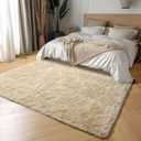 Amdrebio Beige Area Rugs for Bedroom Kids Room, 5x7 Fluffy Plush Shag Furry Cute Rug for Living Room Decor Aesthetic, Soft Shaggy Fuzzy Neutral Tan Carpet for Teens Baby Nursery Playroom Preppy Dorm