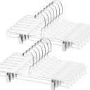 AMKUFO Pants-Hangers-with-Clips-30-Pack, 14 Inch Clear-Plastic-Skirts-Hangers-with-Adjustable-Clips for Shorts Jeans Trousers, Clothes-Hangers Non-Slip Clip-Hangers