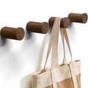 READAEER Walnut Wood Wall Hook 4 Pack, Natural Wooden Coat Hooks Wall Mounted, Hat Hooks Heavy Duty Entryway Wall Hangers for Hanging Towels, Clothes and Bags